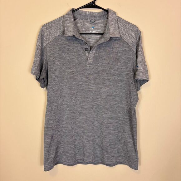 Kuhl Men's Heathered Grey Golf Short Sleeve Polo Top Medium - Picture 1 of 7